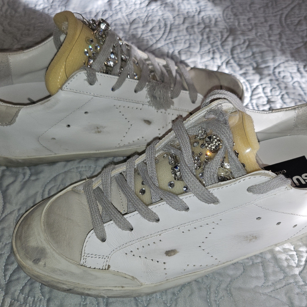 Golden Goose White and Yellow Sneakers